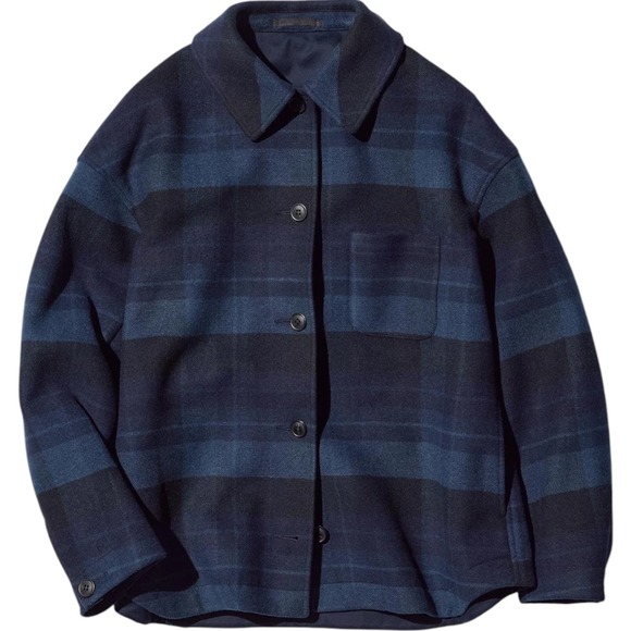 Uniqlo Jackets & Blazers - Uniqlo Women's Oversized Boxy Short Jacket Plaid Navy Blue Black Check Medium